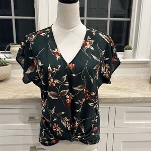 West Kei XS dark green blouse with twist knot front